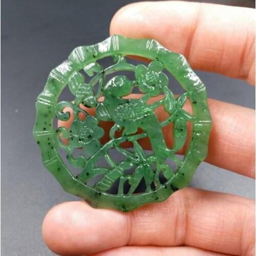 Natural HETIAN jade jasper Xishangmeishao hollow out jade brand China jasper necklace pendants fine jewelry