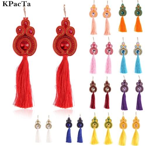 KPacTa New Fashion Soutache Long Tassel Earrings Ethnic Style Jewelry Women Popular Accessories Handmade Drop Earring Oorbellen