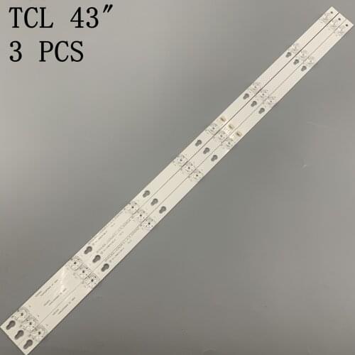 New 3 pieces/setLED backlight strip 8 lamp for TCL 43"TV D43A810 L43F1B L43P1A-F 43HR330M08A2 V5 Shine0n 2D02636 DS-4C-LB4308-HR