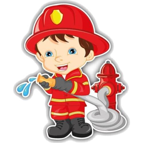 New Cute Little Boy Firefighter Cartoon Cover scratches Car-Sticker and Decals for Bumper Other Vehicle KK14*11cm
