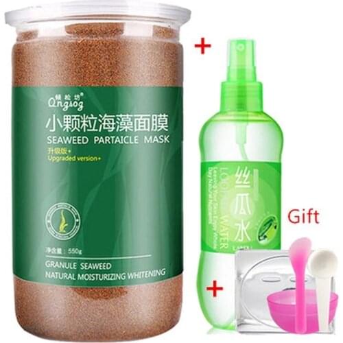New Pure Seaweed Alga Mask Powder Algae Acne Spots Remove Hyrdating Whitening&Moisturizing Face Mask 550g+BOWL + spoon
