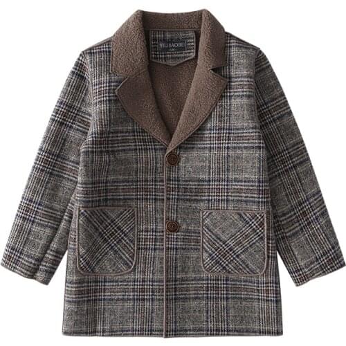 Boys' woolen coat autumn winter childrens long woolen suit coat