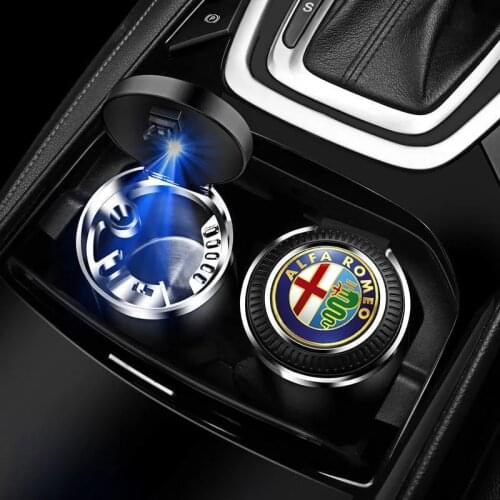 Car Ashtray With Led Lights With Logo Creative Personality For Alfa Romeo Giulia Giulietta 159 156 MITO Stelvio 147 Sportiva car
