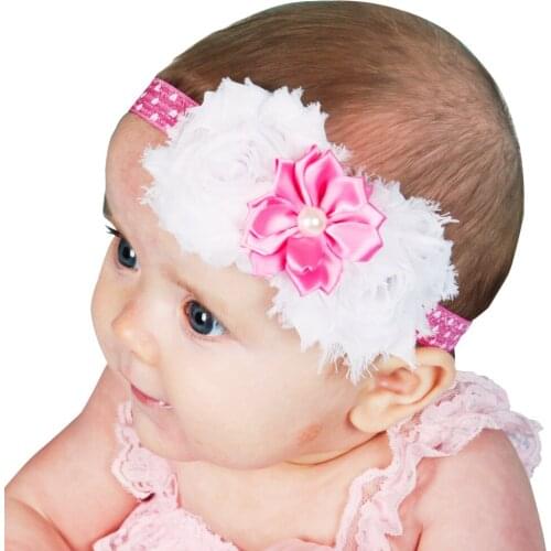 Baby girl headband Infant hair pearl Flower Tie bows newborn Headwear tiara headwrap Gift Toddlers bandage Ribbon Floral