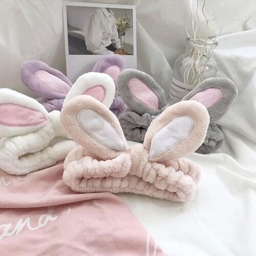 Woman Lovely Rabbit Headband Bow Elastic Hairband Wash Face Turban Girls Cute Hair Holder Ladies Band Hair Accessories Bunny Ear
