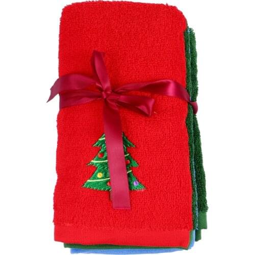 4pcs Christmas Soft Practical Party Creative Towel Decorative Towel Embroidery Towel for Home Toilet