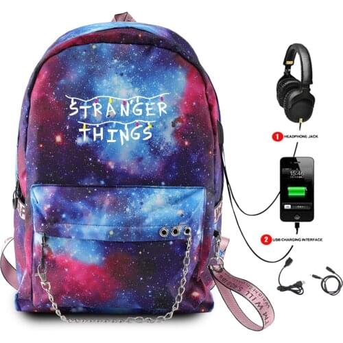 Stranger Things Galaxy Space Backpack Fashion Daily Bags Laptop Backpack School Bags for Teens Boys Girls Casual Travel Mochila