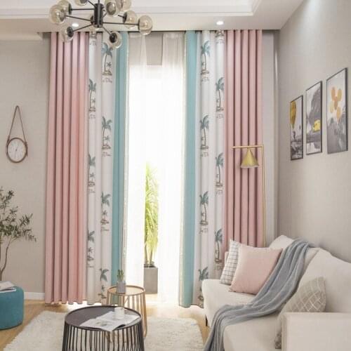 Scandinavian Curtains for Living Dining Room Bedrooms Style Yellow Striped Gray Blackout Curtains Blue Transparent Tulle Blinds