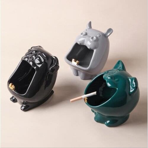 Nordic Animal Dog Ceramic Ashtray Ornaments Art Home Livingroom Storage Box Figurines Decoration Coffee Table Statues Craftss