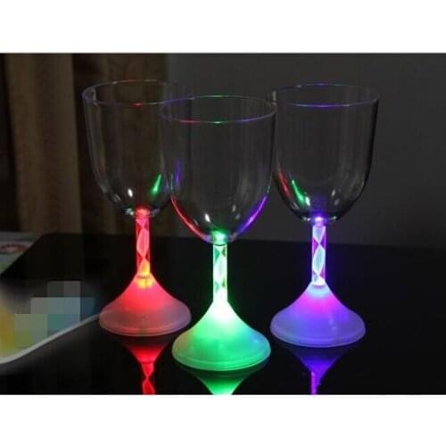 LED Flash Wine Glass Cup Colorful Changed Glow Goblet Cups For Bar Wedding Christmas Party Table Ornaments Decorations