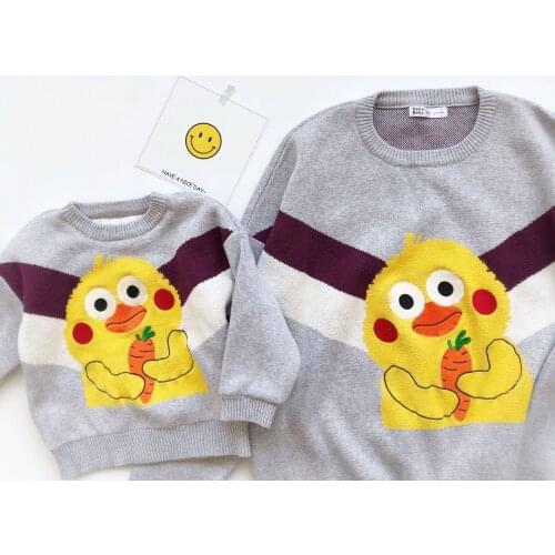 Tonytaobaby Winter New Boys and Girls' Parent-child Sweater Thickened and Plush Embroidered Sweater