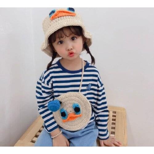 Disney mickey mouse hand-knitted wool knitted bag kid messenger bag cute Donald Duck shoulder messenger bag coin purse