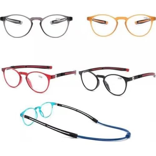 Unisex Ultralight Magnet Hanging necK Reading Glasses magnifier Women Men Adjustable Legs Presbyopia Spectacles +1.0~+4.0 L3