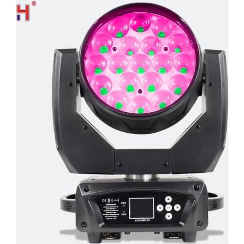 High Quality 19X15W RGBW 4In1 LED Zoom Wash Moving Head Light Professional DJ Rotating Light For DMX Stage Disco Party Light