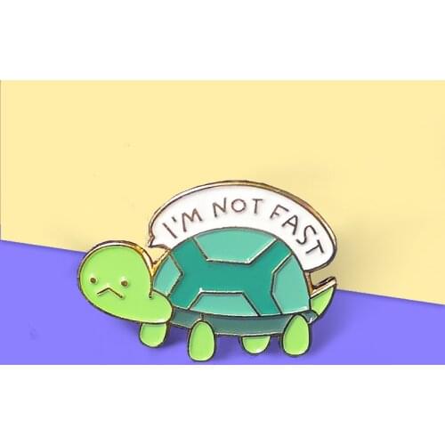 Tortoise Turtle Brooches I'M NOT FAST Turtle Animal Badges For Women Enamel Pins Lapel Pin Bag Badge Jewelry brooch BroscheCC164