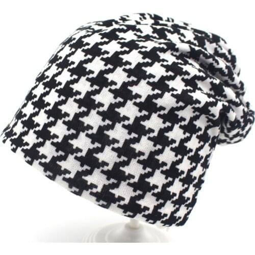 Hat Wowen In Womens Caps Hooded Hat Fashion Plaid Stripe Thin Warm Female Autumn and Winter Bib Dual-purpose Beanie