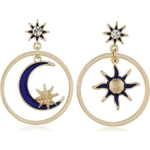 New Lisiting Sun Moon Drop Earring Geometry Abstract Star Dangle Earrings for Women Fashion Vintage Jewelry Earring Brincos