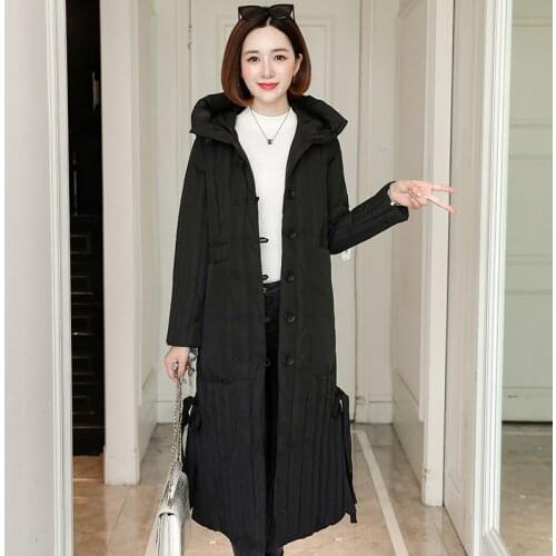 Female Down Coat Casual Womens Puffer Solid Jackets Long 2021 Winter Women Down Jacket Slim Hooded Warm Thicken