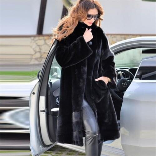 100cm Long Real Mink Fur Coat Women Winter Fashion Natural Whole Skin Genuine Mink Fur Coat Outwear Luxury Woman Fur Overcoats