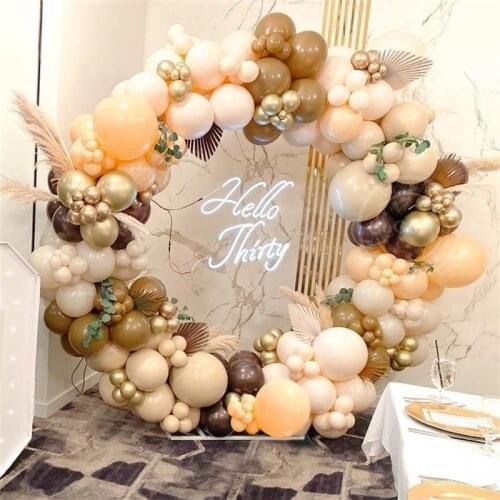 127Pcs/Set Double Coffee Balloons Arch Kit Retro Skin Color Latex Garland Birthday Wedding Baby Shower Party Decorations