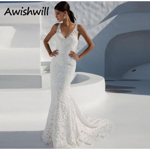 2021 Fashion Sexy V-Neck Lace Appliques Long Skirts Backless Ball Gowns