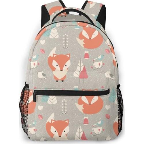 2021 Backpack Women Shoulder Bag Fox Pattern Fashion School Bag For Teenage Girl Backpacks Travel Bag