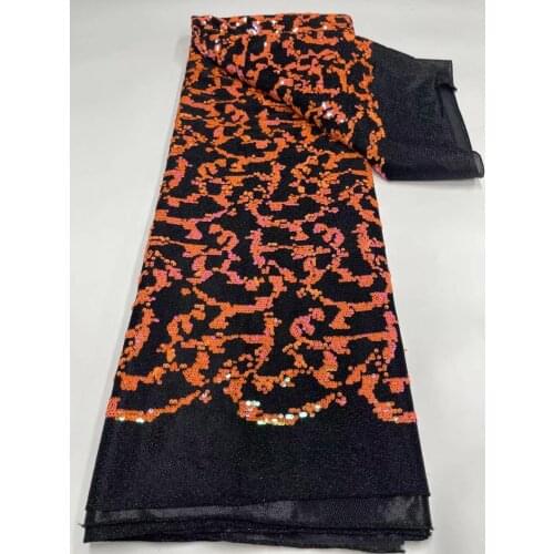 2021 High Quality Heavy African Lace Fabric Embroidery Swiss French Tulle Sequins Fabric For Sewing Wedding Party Dress 5 Yards