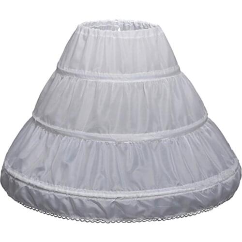 Girls' 3 Hoops Petticoat Full Slip Flower Girl Crinoline Skirt
