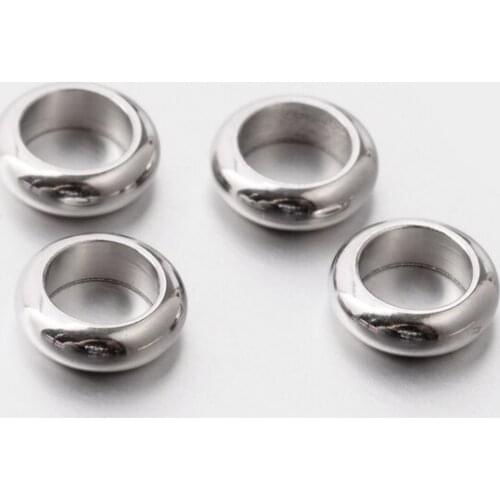 500pcs 6x2mm 304 Stainless Steel Bead Spacers Large Hole Donut for jewelry Making DIY Bracelet Necklace Craft Supplies Hole: 4mm