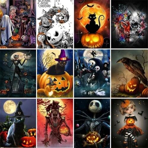5D DIY Diamond Painting Halloween Full Square Rhinestone Diamond Embroidery Cross Stitch Mosaic Cartoon Home Decor Gift