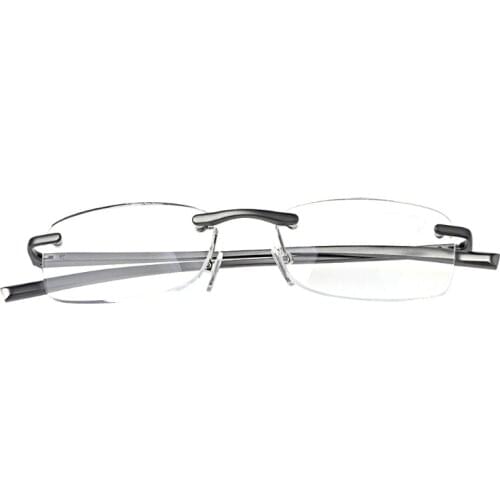 Aluminum Metal Rimless Reading Glasses Presbyopic Eyeglass Resin Lense +1.0~+3.5