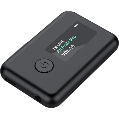 Audio Receiver Bluetooth V5.0 3.5mm AUX Audio Adapter LED Screen Wireless Portable Receiver