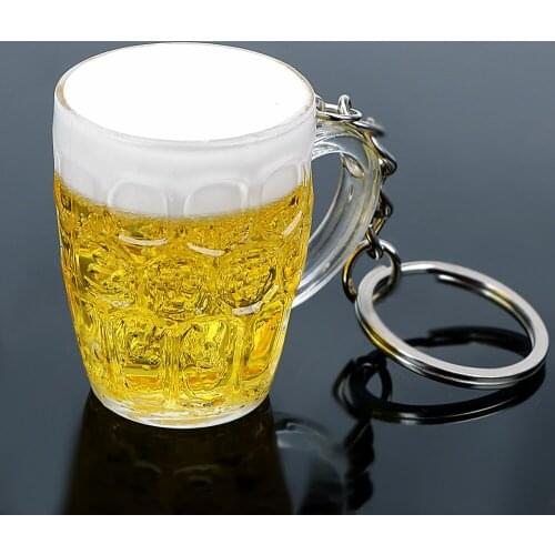 Auto Accessories Key Chain Car Keyring Simulation Food Handicraft For Men Woman Resin Beer Cups Pendant Jewelry Keychain