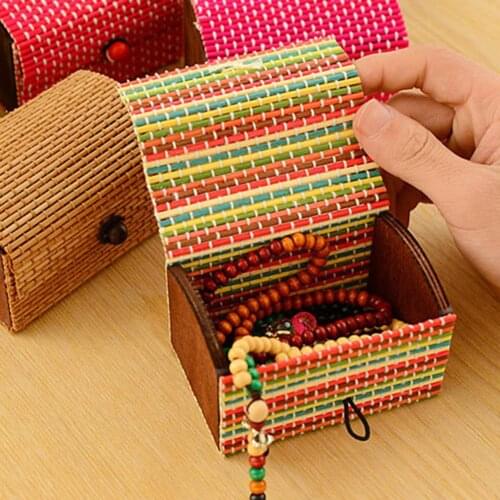 Bamboo Wooden Jewelry Box Ring Necklace Earrings Sundries Storage Case Holder