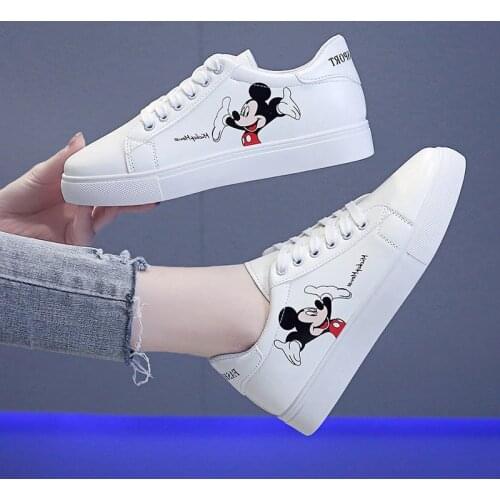 Disney Mickey white shoes ladies spring new single shoes Mickey Mouse Korean wild casual shoes student fashion board shoes