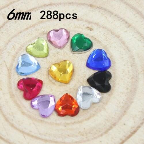 Free Shipping 288pcs/Lot 6mm Heart Rhinestone Craft Scrapbooking Flat Back Nail Art Rhinestones