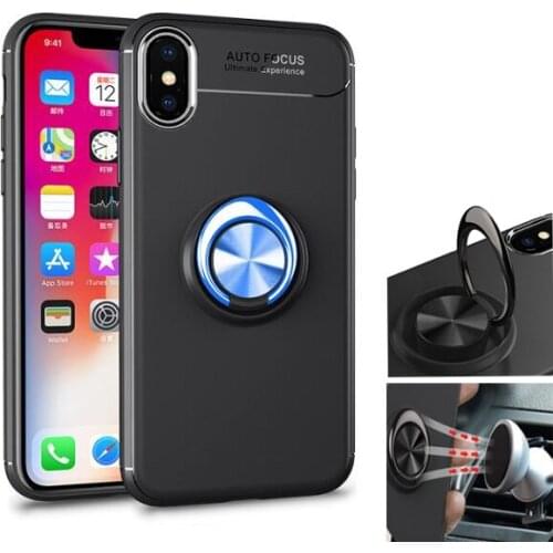 1pcs Case for iPhone X XS Max XR 8 7 6 6S Plus 5 5S SE Soft TPU Hybrid Back Cover Car Magnetic Finger Ring Ultra Anti-knock