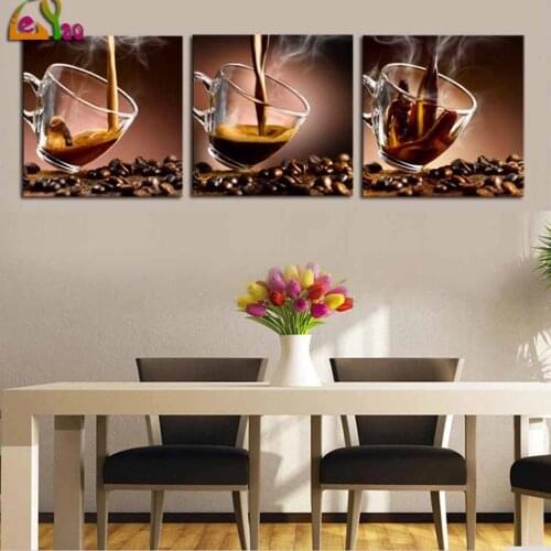 Decor Diamond Art Picture Full Diamond Embroidery wall art Luxury 3 Piece Coffee Cup decoration for Modern Home Diamond Painting