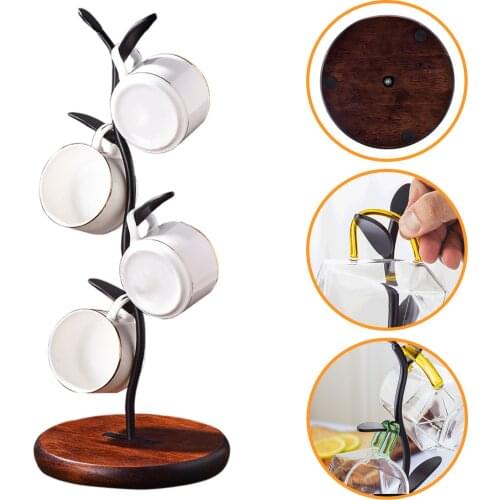 Tree Shape Metal Wooden Coffee Cups Holder Stand Shelf Nordic Style Home Kitchen Mug Hanging Organizer Display Rack