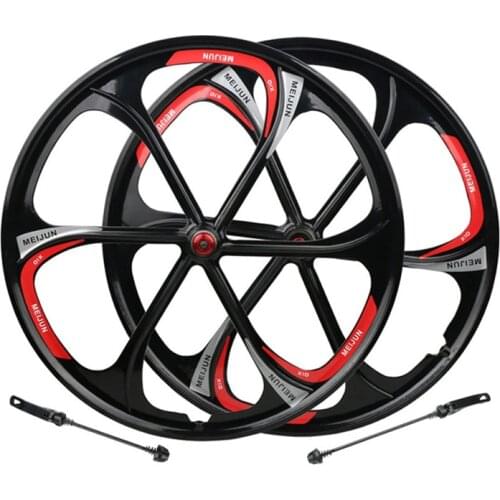 26 Inches Mountain Bike Magnesium Alloy Wheel 6 Spokes Rotary Hub Wheelset Bicycle MTB Disc Brake Rims Cycle Cycling Accessories