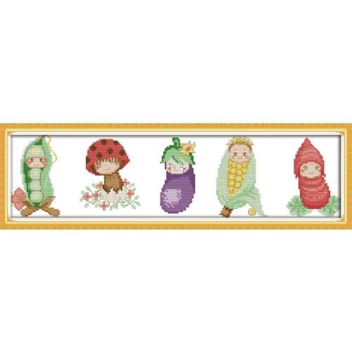 Joy sunday still life style Vegetable babies embroidery kits plastic canvas patterns for kids