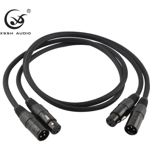 Cheap 1 pair 2pcs XSSH Hi-end HIFI 2 core Pure Copper OFC Female Male XLR to XLR Audio Cord Cable Cables Wire Line
