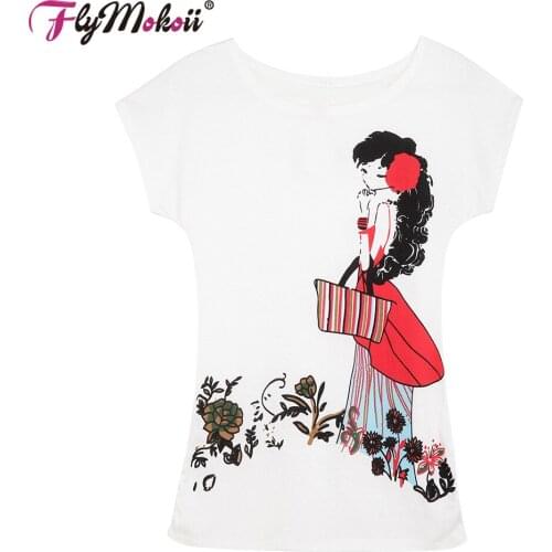 Summer Cotton Short Sleeve Women Tees Tops O-Neck Fashion Printed Loose Casual Ladies White T Shirt