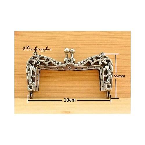 Metal frame sewing bag purse frame clasp alloying 10 cm gunmetal D23