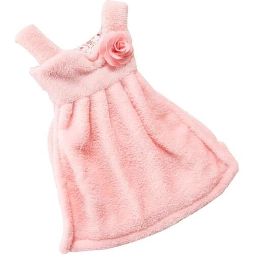 Lovely Dress Super Absorbent Velvet Bathroom Kitchen Hanger Hand Towel Easy Clean Kitchen Hanging Towel Hotel Bath Soft Towel
