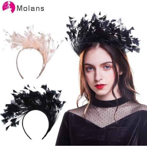 Molans Chic Feather Headbands European Party Hair Accessories for Women 9 Colors Available Masquerade Fascinator Hairbands