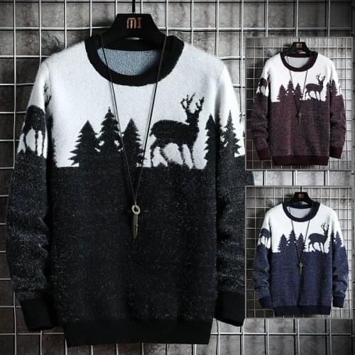 Mens Sweater With deer new hot style Christmas sueter hombr theme loose sweater handsome mens clothing multicolor optional