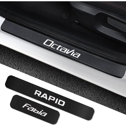 For Skoda Octavia 2 A7 A5 Fabia 3 Rapid Superb 3 Kodiaq Scala Karoq Kamiq 4PCS Car Door Sill Stickers Car Tuning Accessories