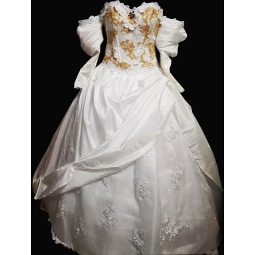 2020 New white victorian Halloween Cosplay dress Colonial Georgian Renaissance Gothic Historical dress D-633