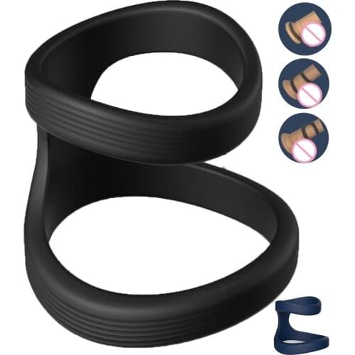 New Silicone Cock Rings Penis Enlargement Male Chastity Cage Penis Ring Delayed Ejaculation Sex Toy for Men Stretcher Exercise